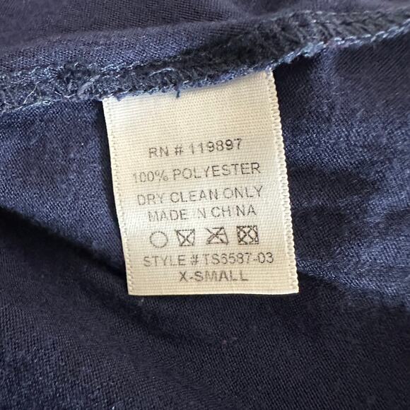 Eclair Printed Overlay Poncho Blouse Womens XS Navy #TS6587-03 Scoop Lined Pleat - Picture 6 of 6